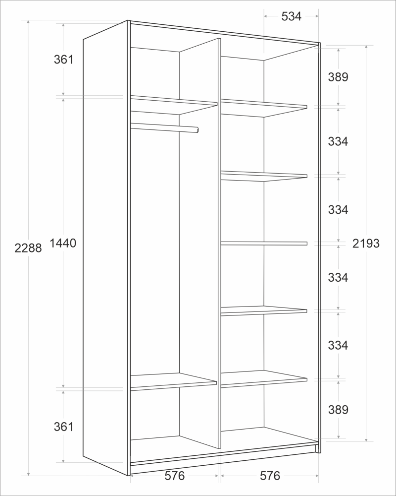 Товар Шкаф Прайм дуо Венге фасад дверей  Белое стеклог+зеркало 2300 х 1200 х 570 E1TNL2948