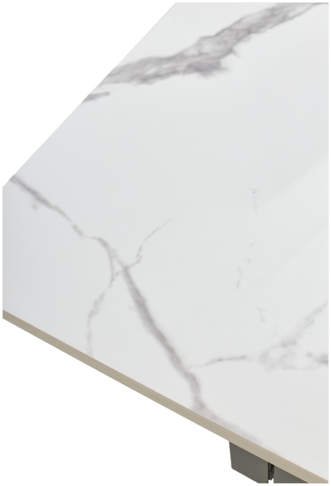 Товар Стол ESTEBIO 160 GLOSS STATUARIO WHITE SOLID CERAMIC / Серый металлик, ®DISAUR MC64103