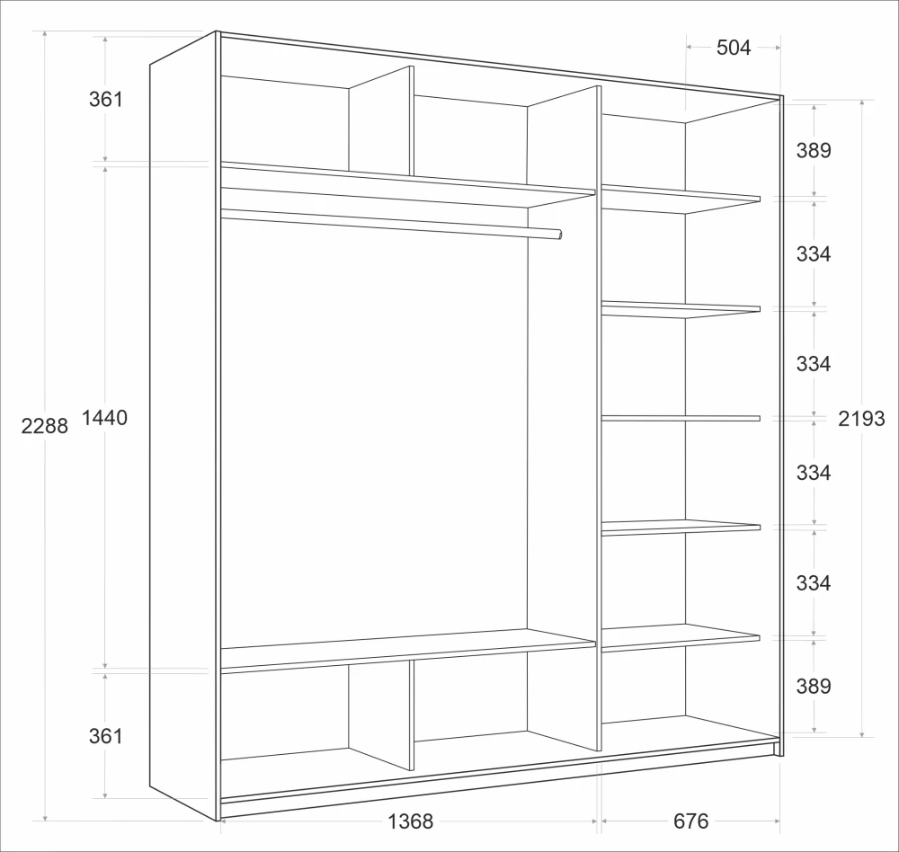 Товар Шкаф Прайм трио Сонома фасад дверей 2 ДСП + Белое стекло 2300х1800х570 E1TNL2983